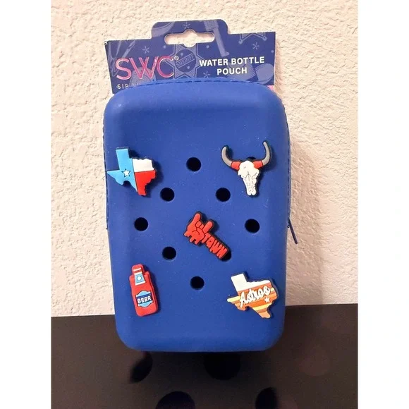 SWC Sip With Color Blue Silicone Water Bottle Pouch Bag Charm Texas Astros 4'x6' - Picture 2 of 4